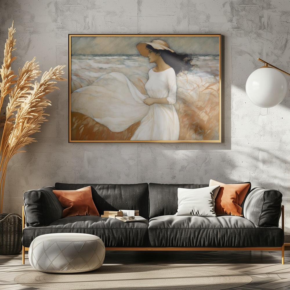 Winderige wandeling langs de kust | Canvas