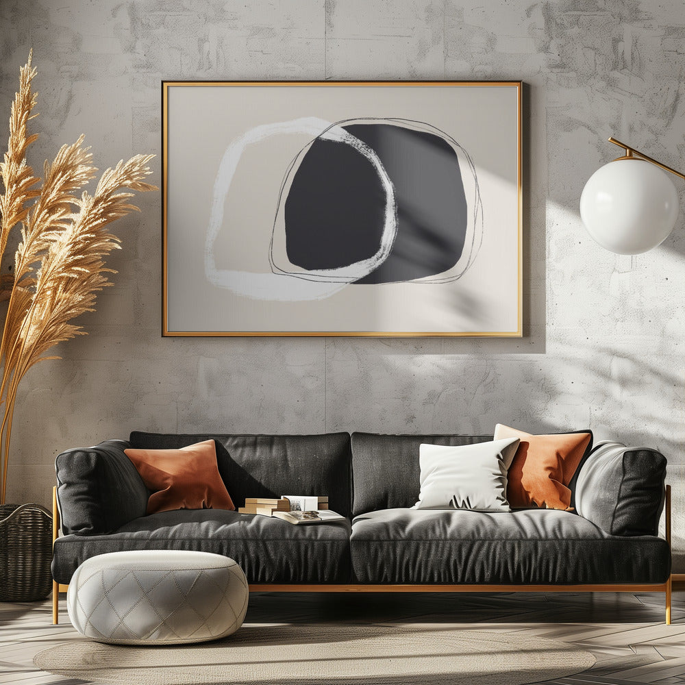 Overlapping Black And White Irregular Shapes | Canvas