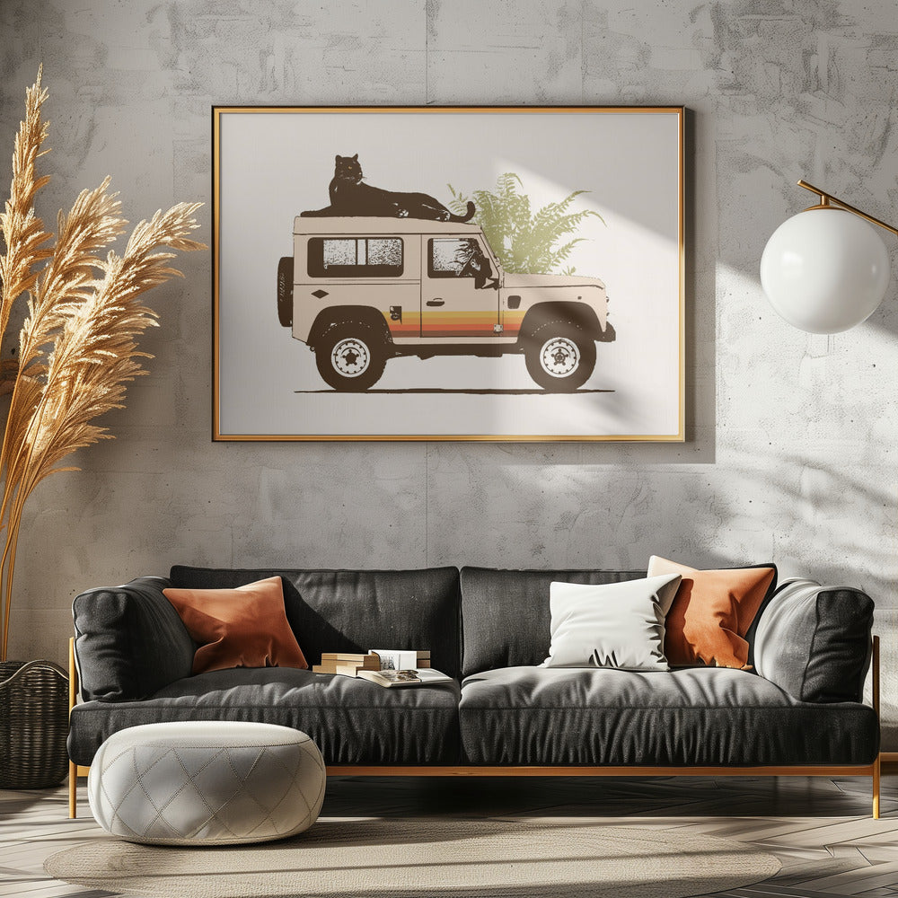 Zwarte Panter op Auto | Canvas