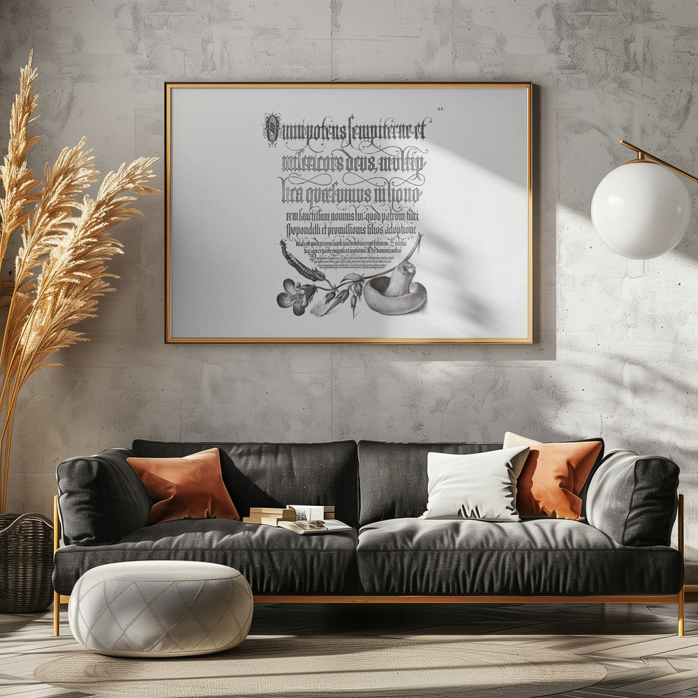 Duizendpoot, bosooievaarsbek en paddenstoel Bw horizontaal | Canvas