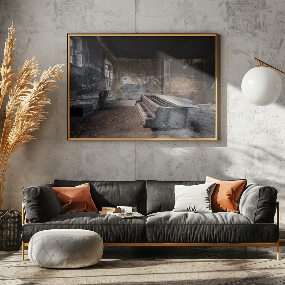 Piano in verbrande garage | Canvas