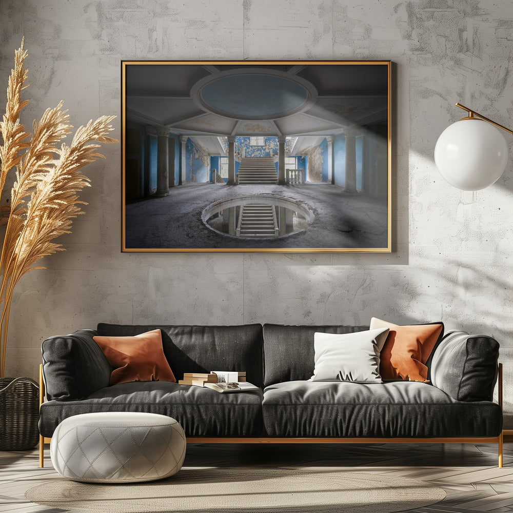 Donkerblauwe trap | Canvas