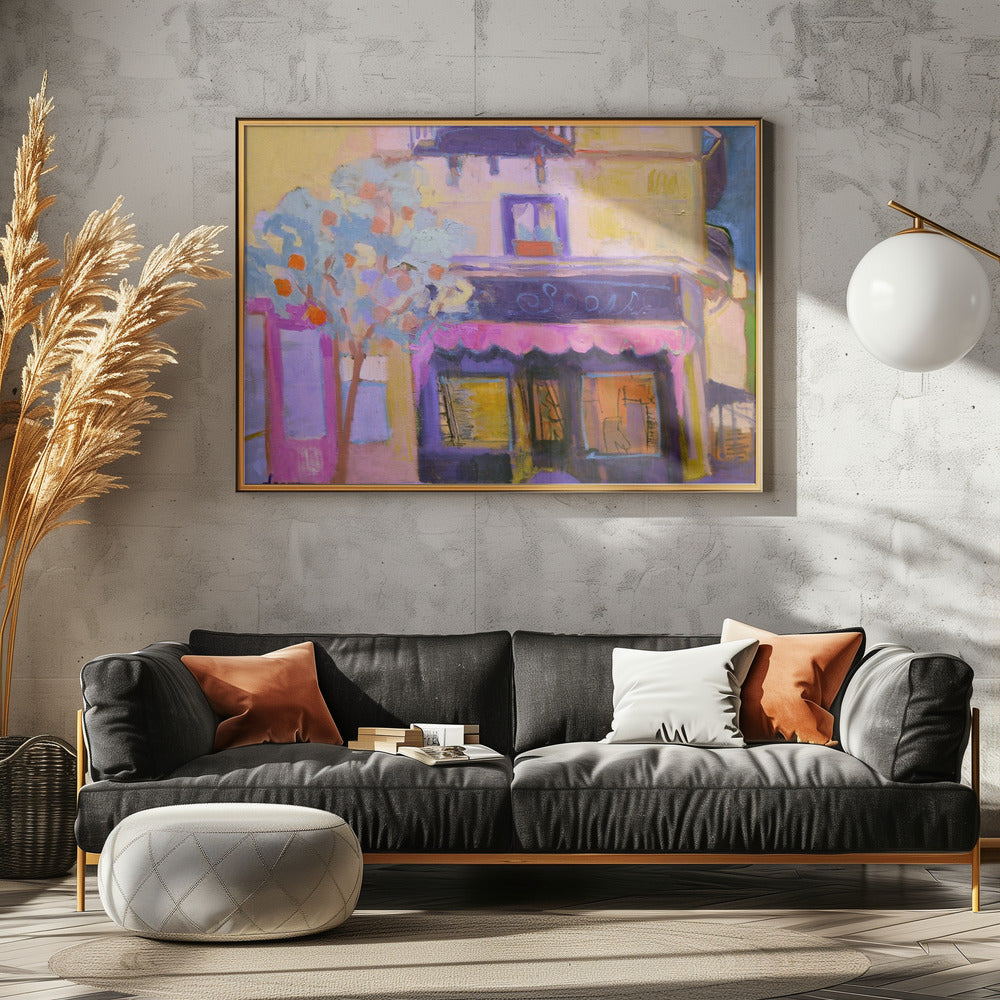 Levendige caféscène | Poster