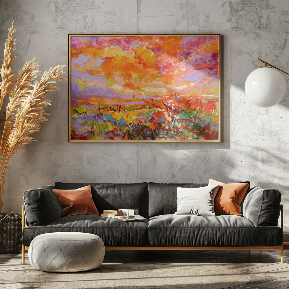 Fiery Sunset Fields | Canvas