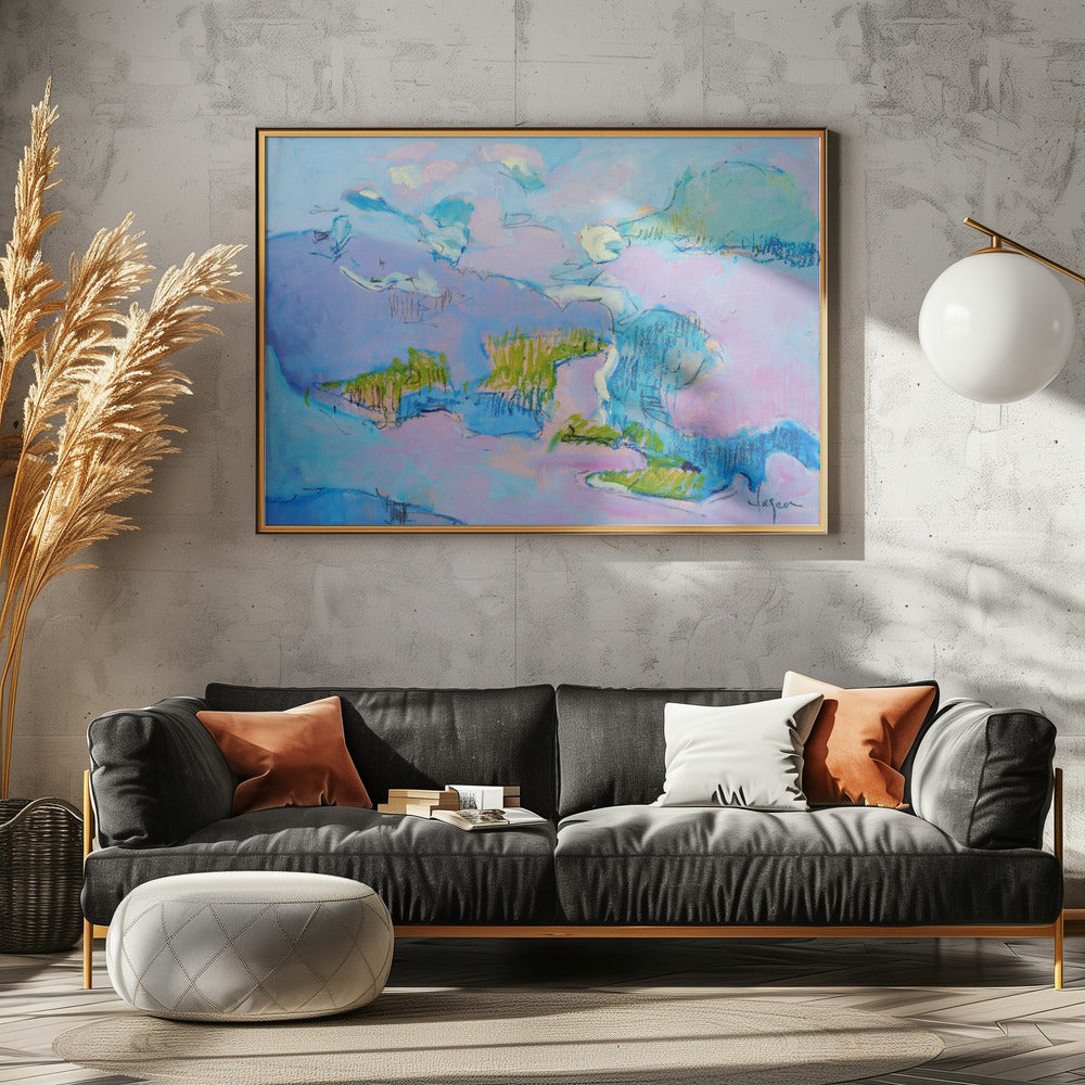 Abstract roze landschap | Canvas