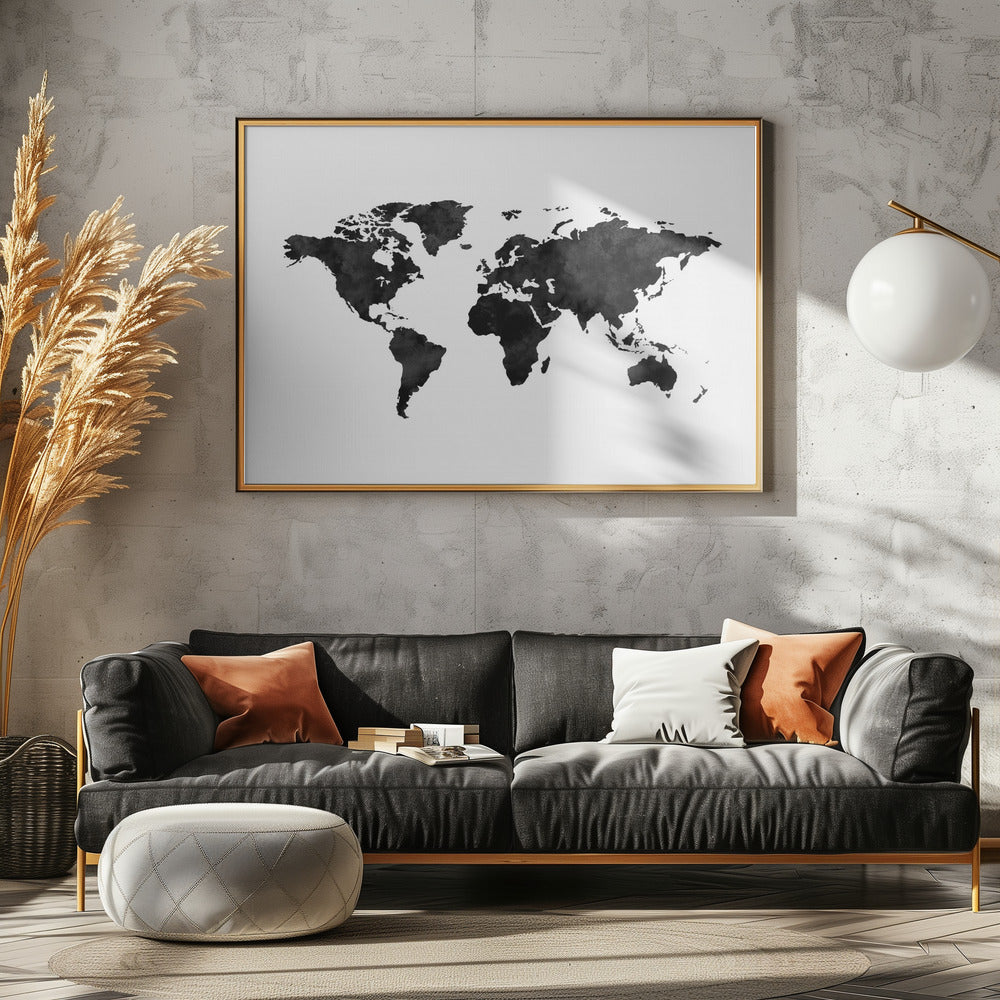 Inktwereldkaart | Canvas