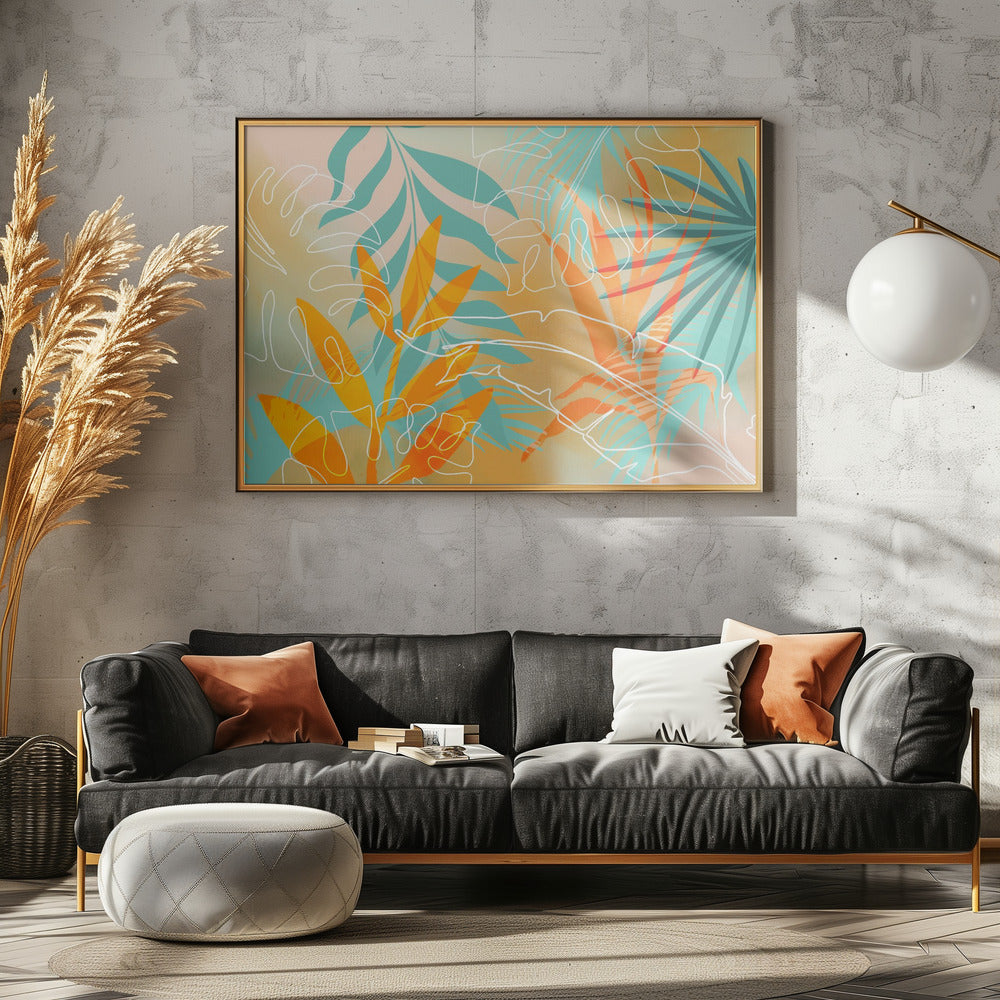 Tropische zomer oranje turquoise | Canvas