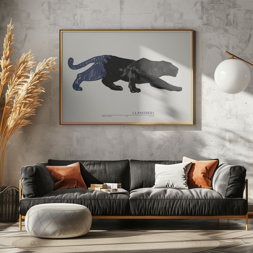 La Panthera (blauw) | Canvas