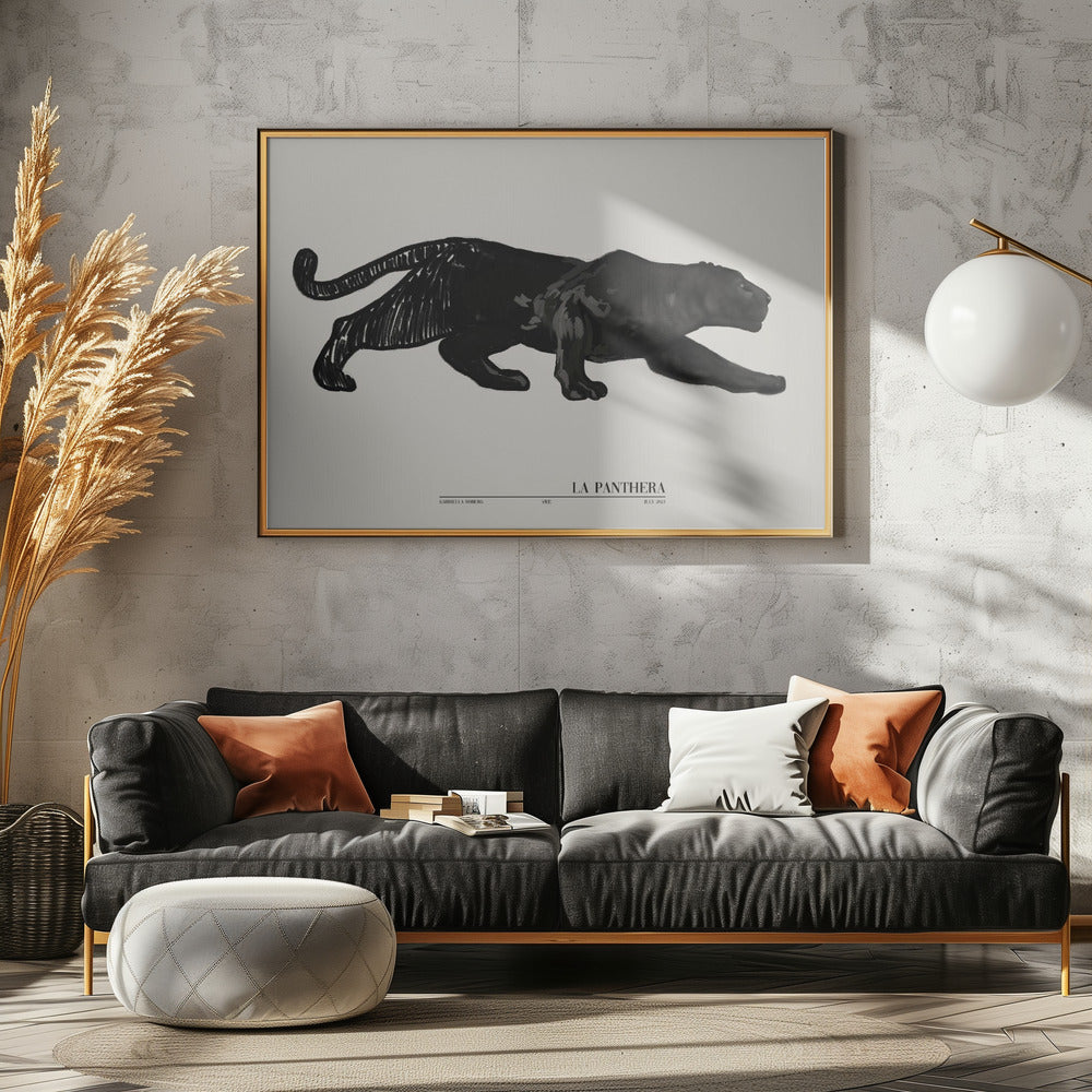 La Panthera (zwart) | Canvas