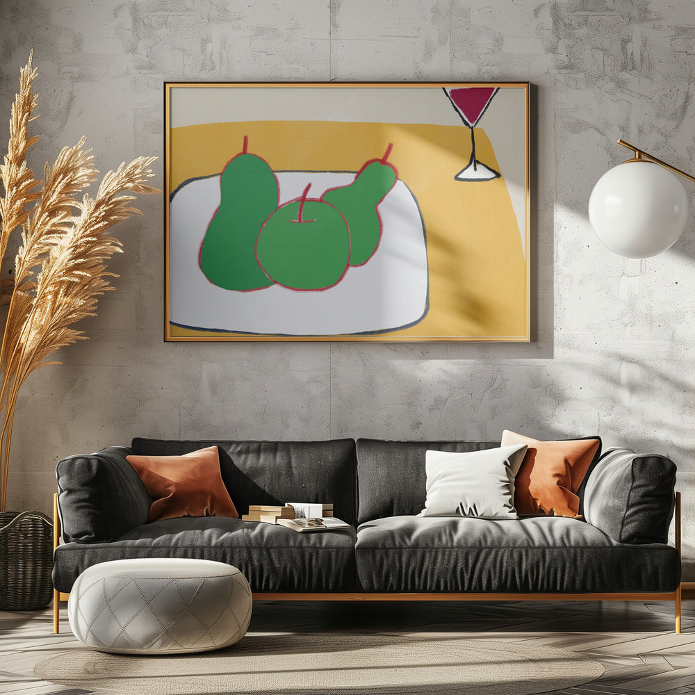 Groene peren op tafel | Poster