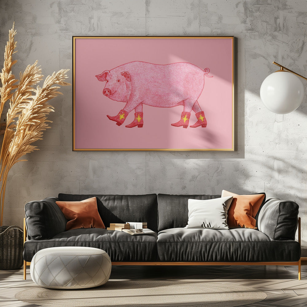 Marjorie het Cowgirl Varken | Canvas
