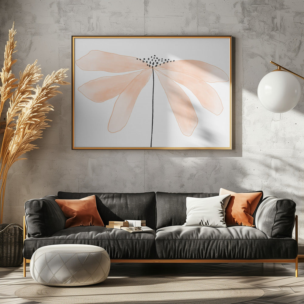 Delicate perzikkleurige bloem met bloemblaadjes | Canvas