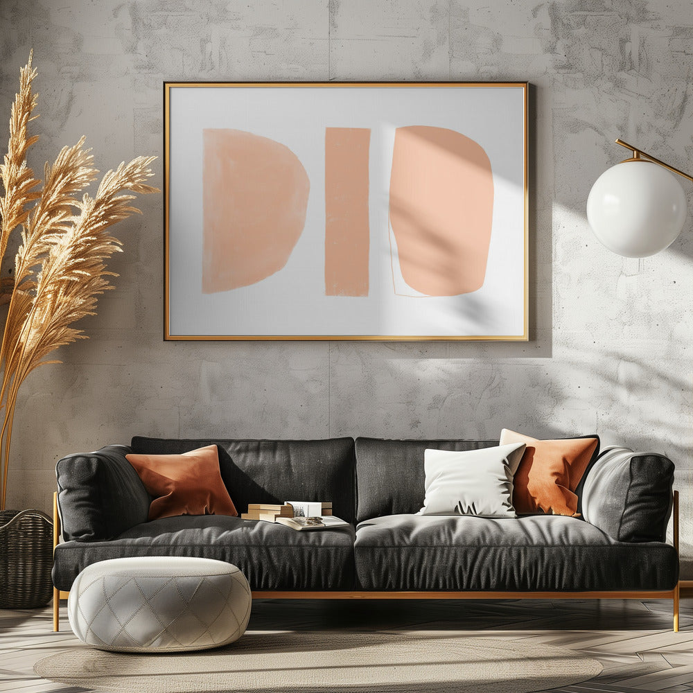 Abstracte vormen perzik | Canvas