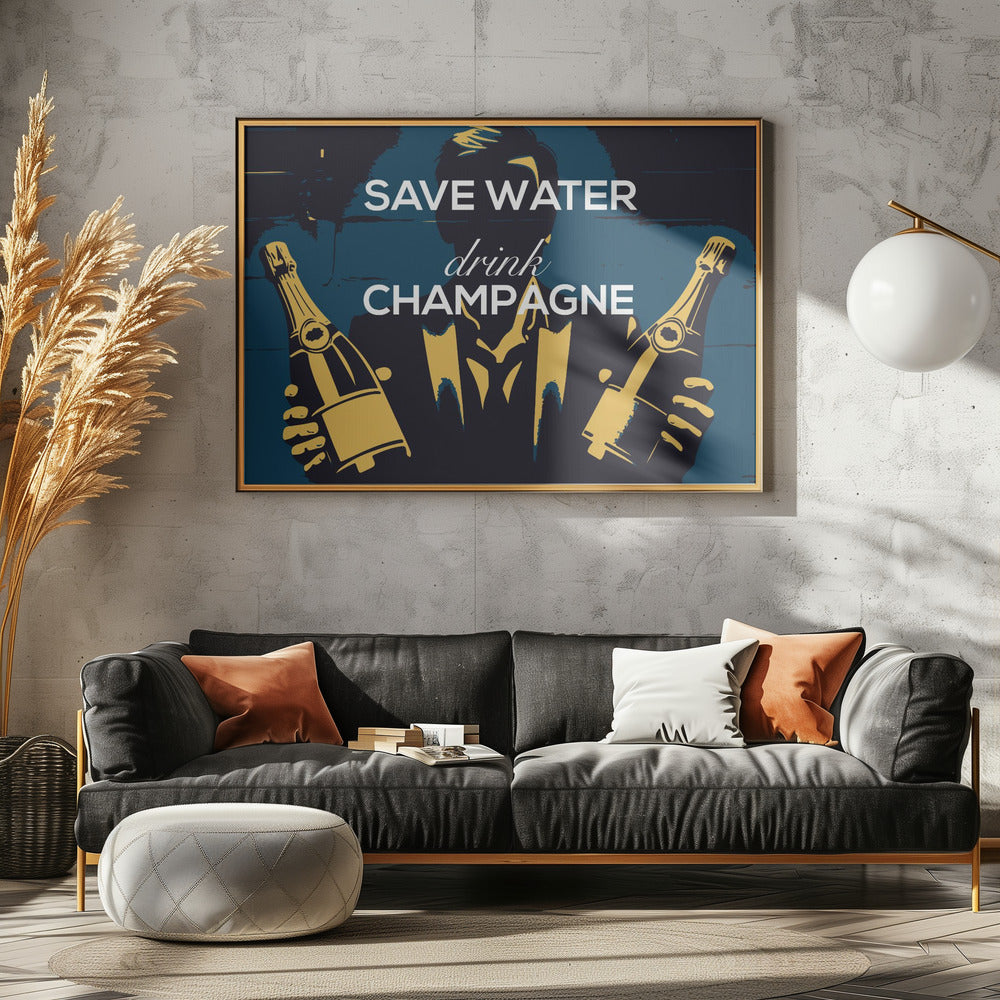 Bespaar water - Drink champagne | Canvas