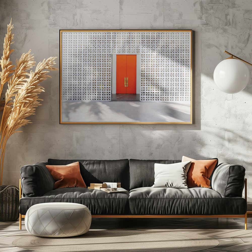 Parker Orange Deuren en Breezeblock Muur | Canvas
