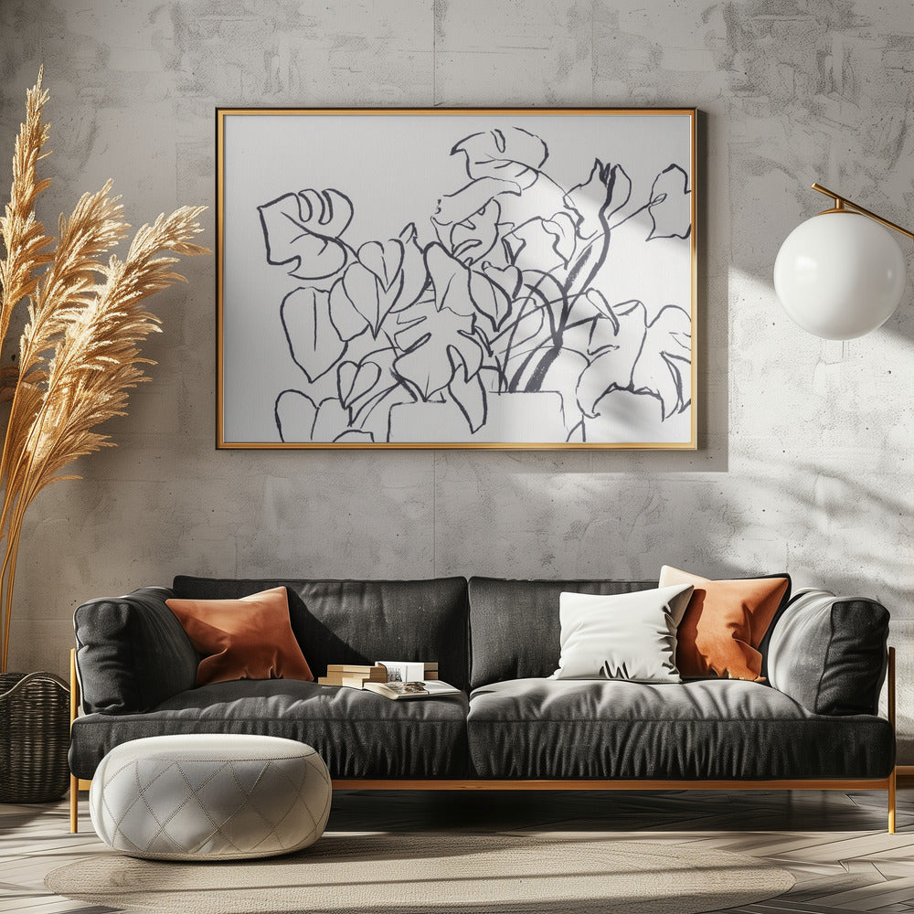 Zwart-witte Monstera Klein | Canvas