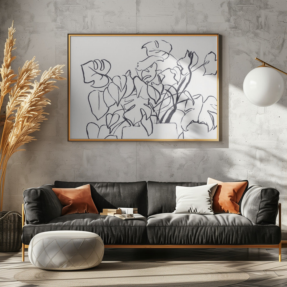 Black and White Monstera Large | Poster