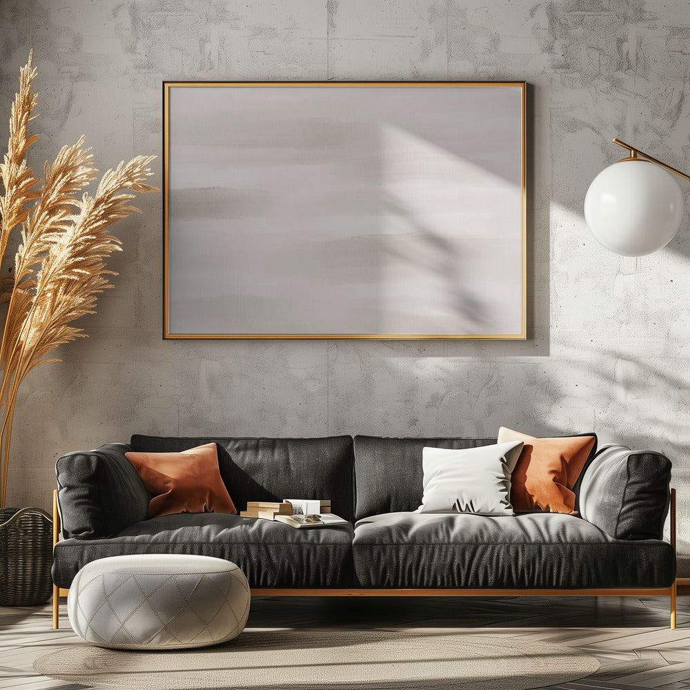 Soft Beige And Gray Horizontal Brushstrokes | Canvas