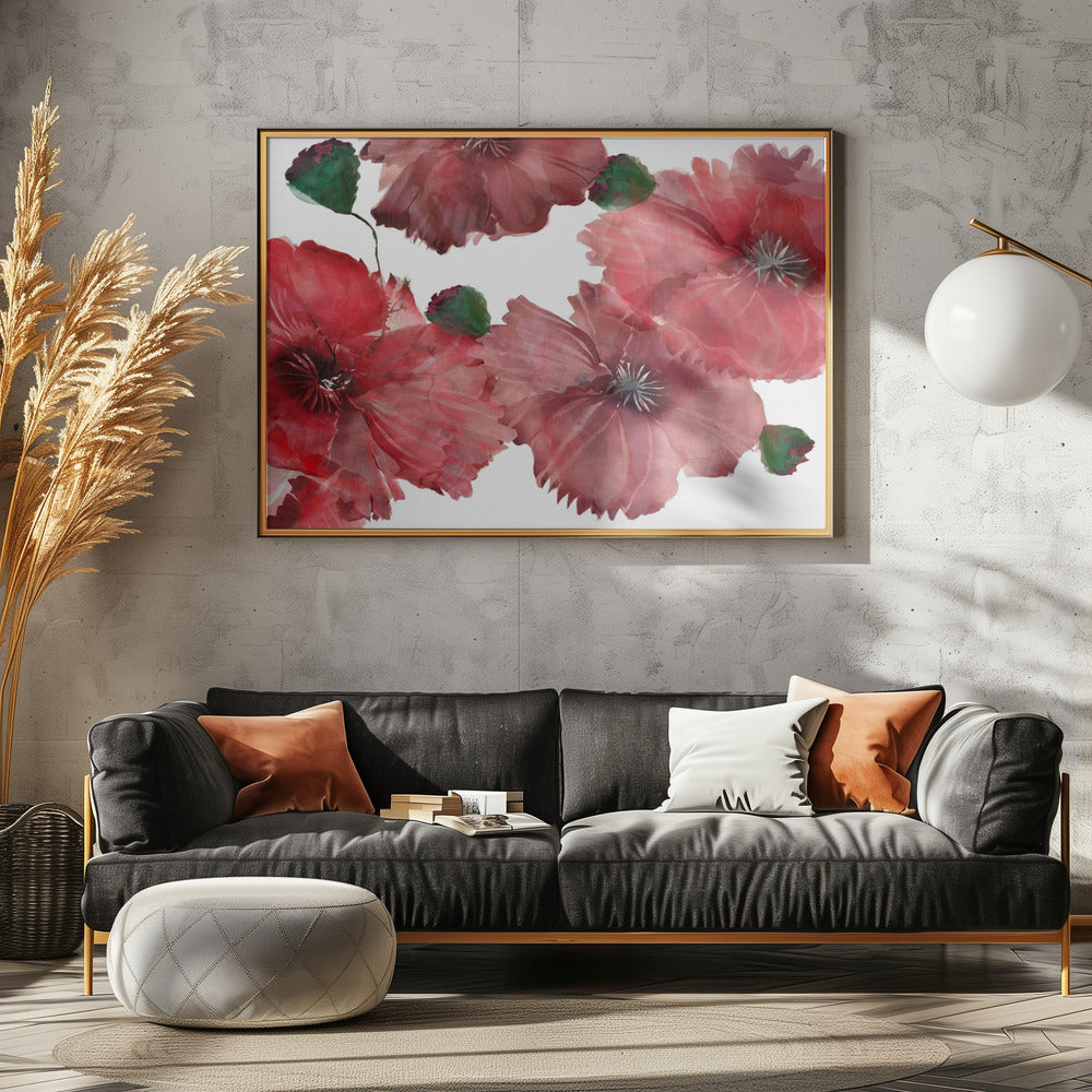 Grote rode bloemen 1 | Poster