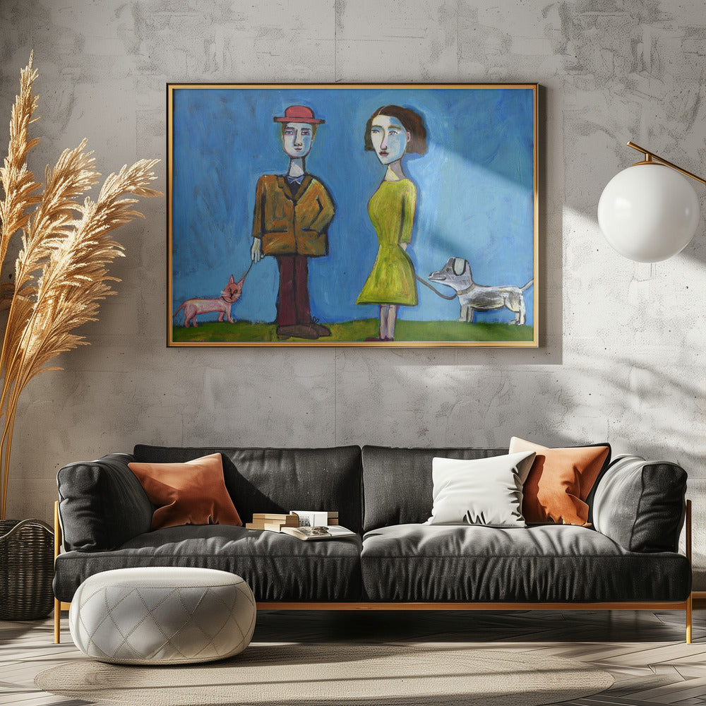People walking cat and dog | Poster