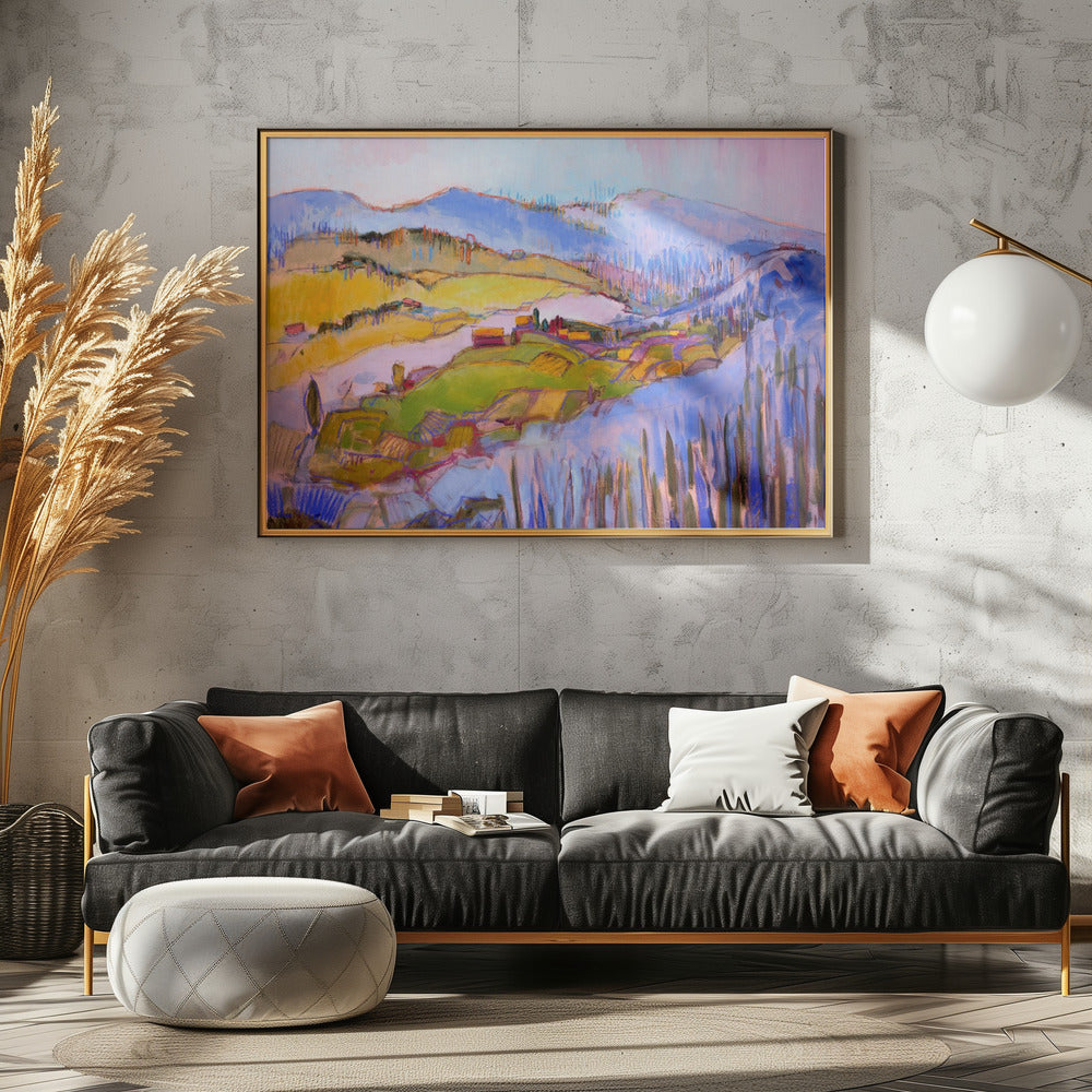 Kleurrijk heuvellandschap | Poster
