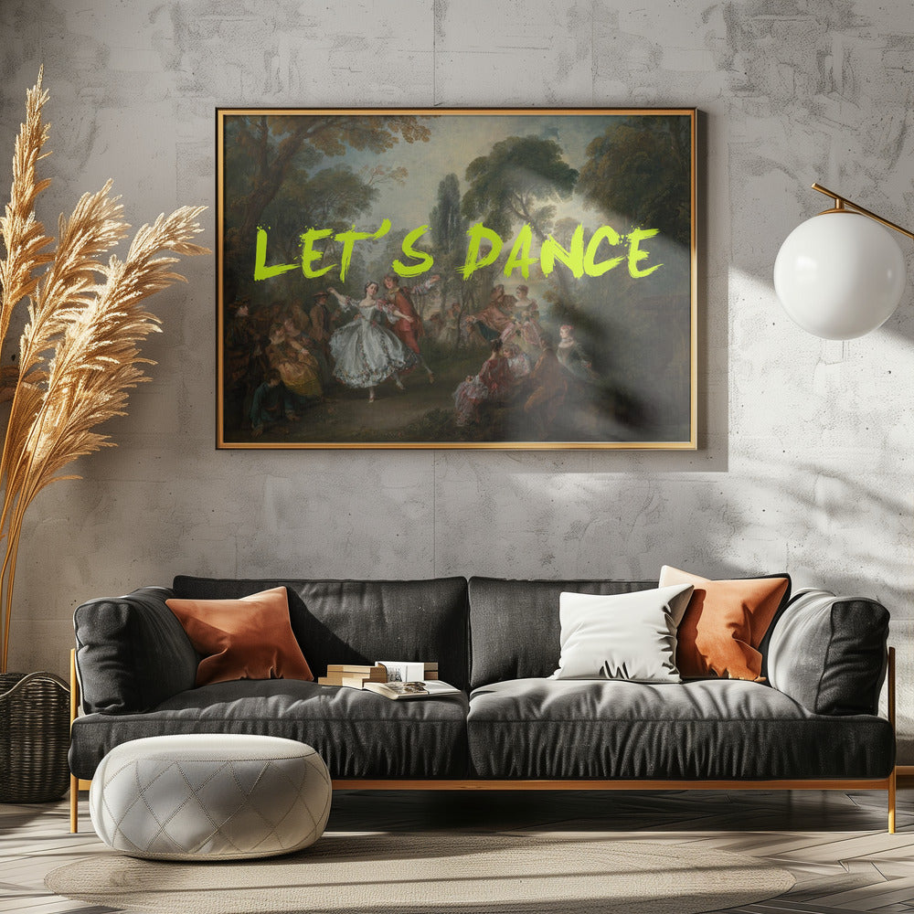 Laten we dansen neon geel vintage maximalistische kunst | Canvas