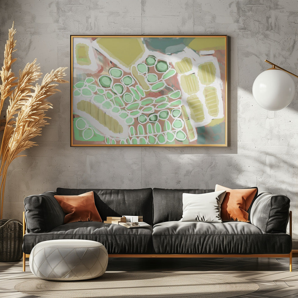 Abstract greens and gold | Canvas