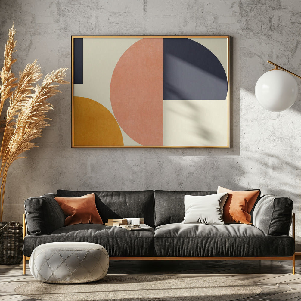 Regenboog Plus Vormen Blauw Mosterd2 | Canvas