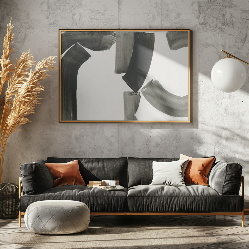 Monochrome abstracte zwarte vormen 1 | Canvas