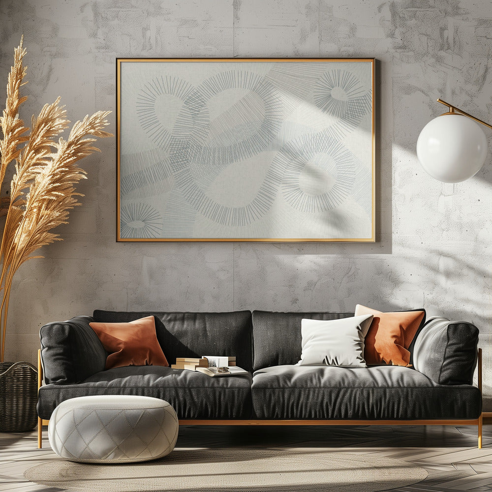 kalmerende essentials Curved Lines blauw | Canvas