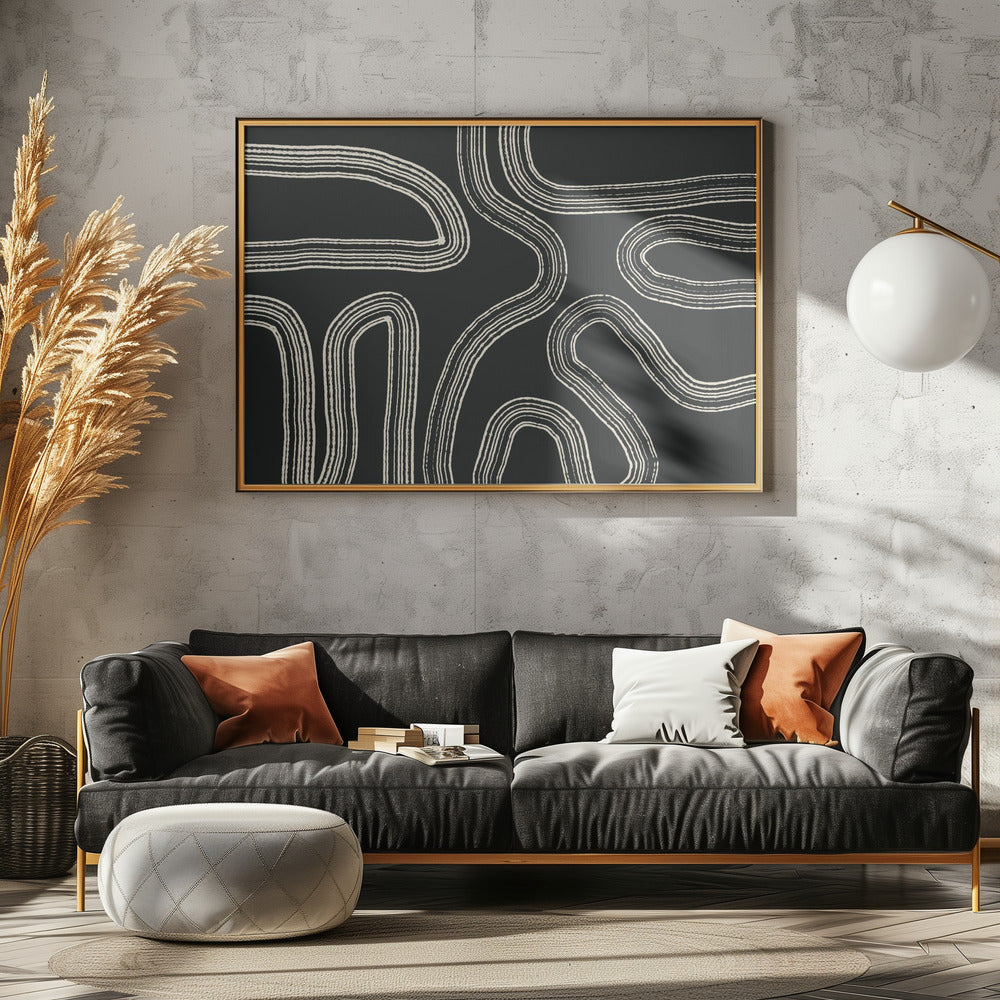 Zwart-witte lijnpatronen | Canvas