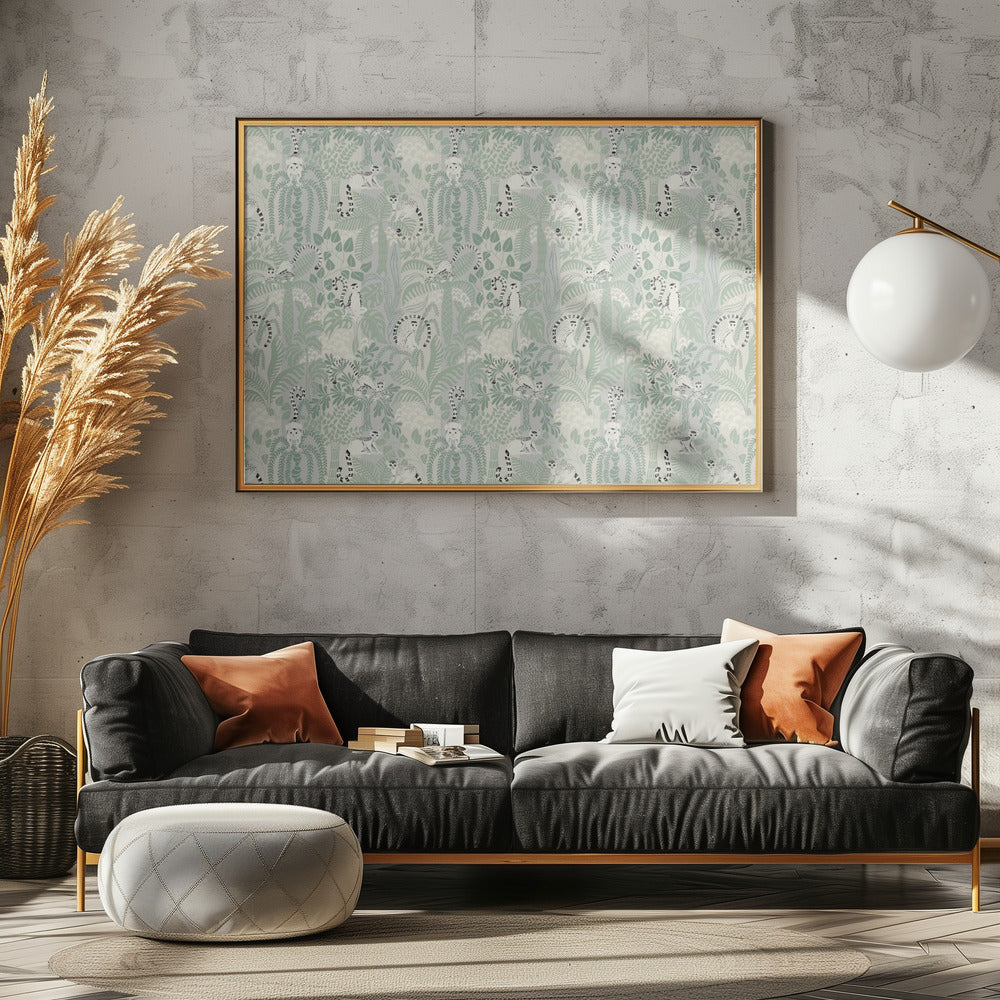 Jungle avontuur zacht saliegroen patroon | Canvas