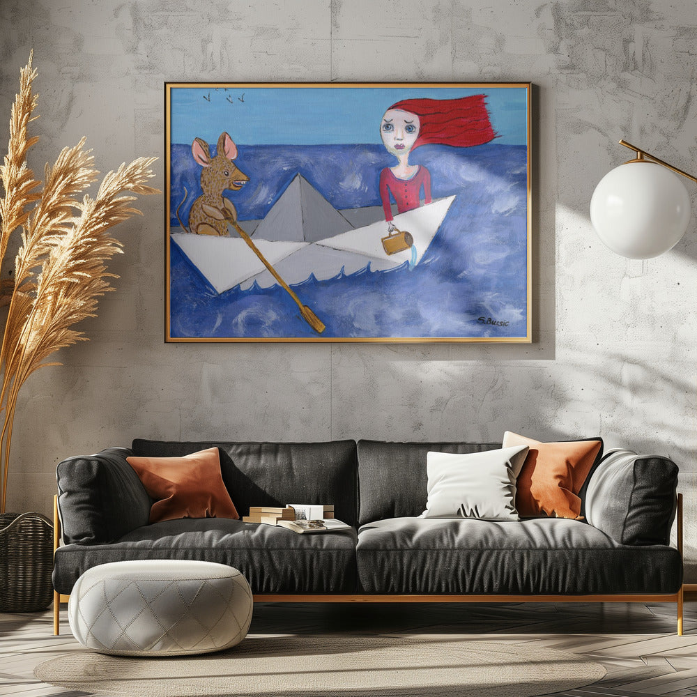 Ga niet met een rat in een papieren bootje op pad. | Canvas