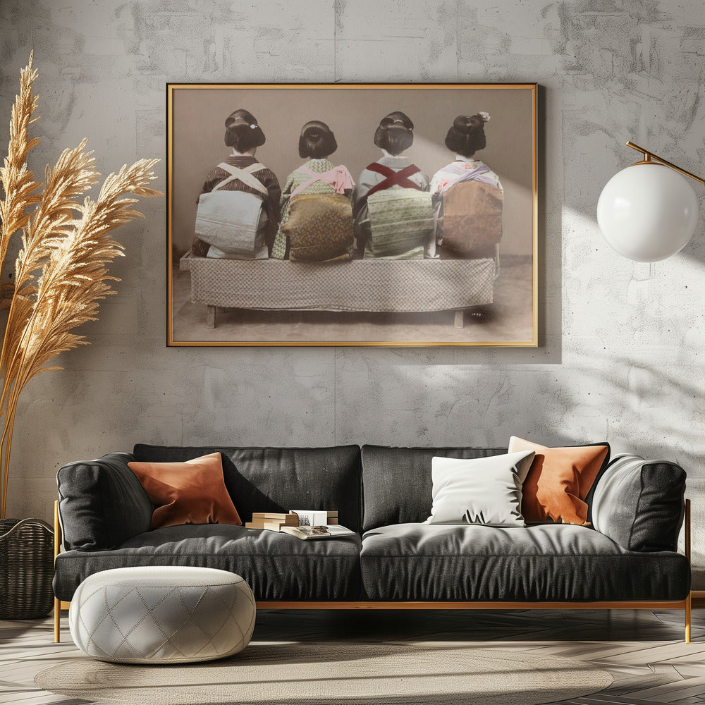 Japanse vrouw zittend in de stijl van de 19e eeuw (19e eeuw) | Canvas