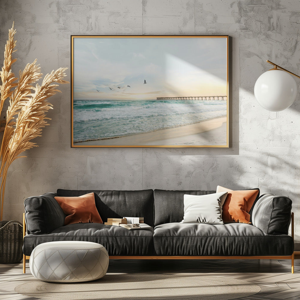 Vogels bij de pier | Canvas