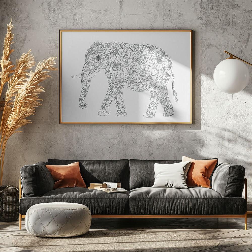 Bloemenolifant | Canvas