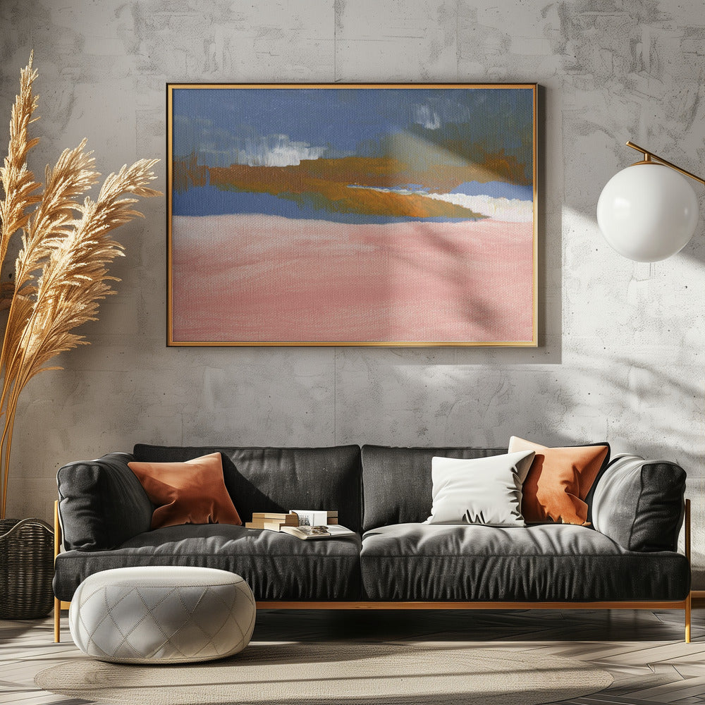 Blush roze, blauw en bruin | Poster