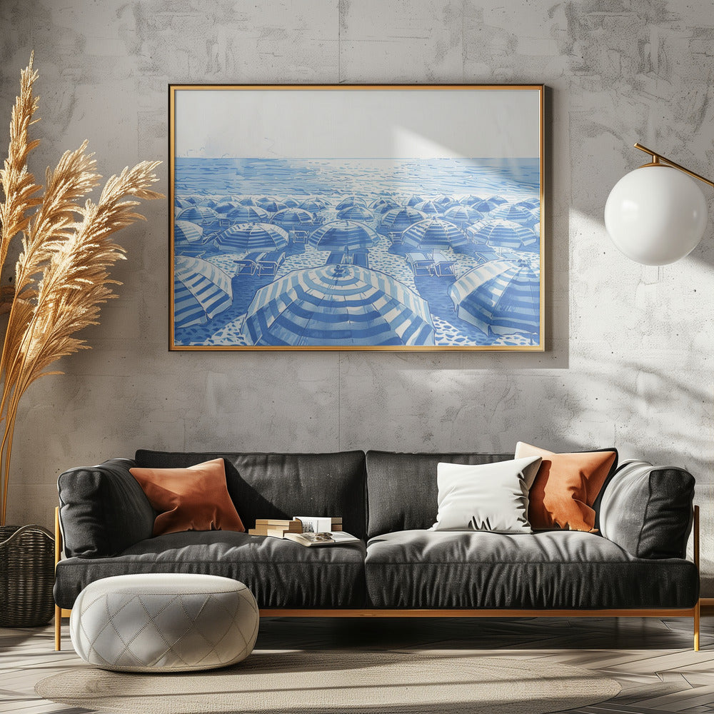 Gestreepte paraplu's | Poster