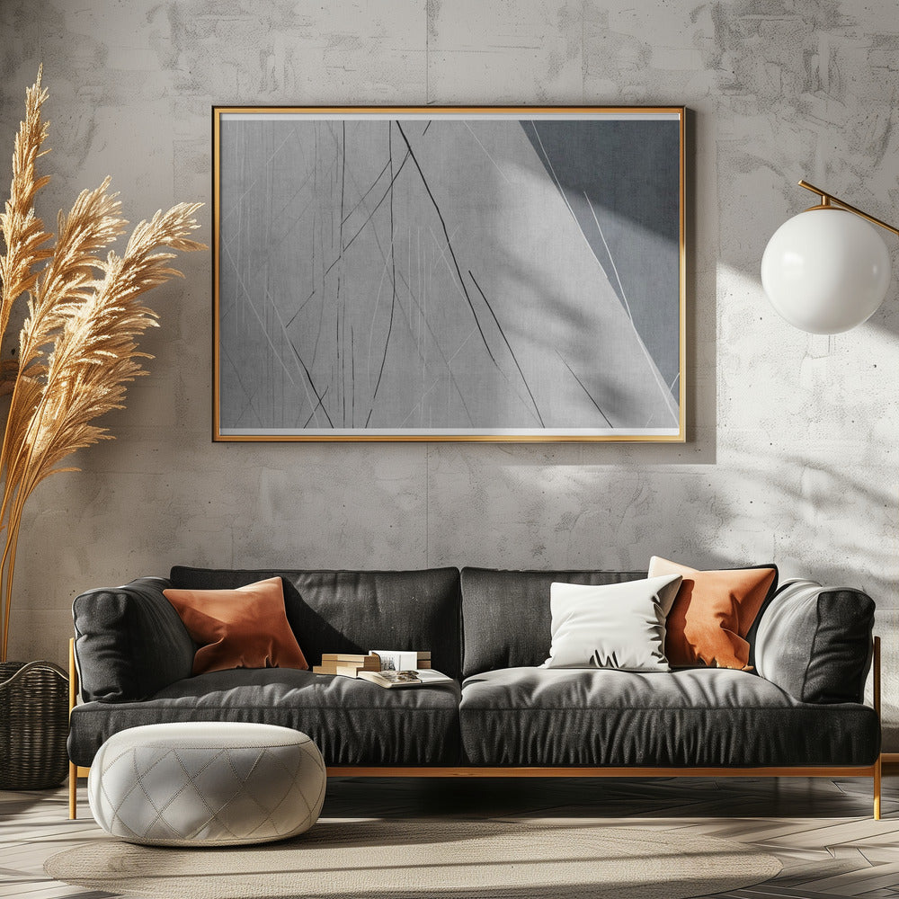 Abstracte lijnen op grijs | Canvas