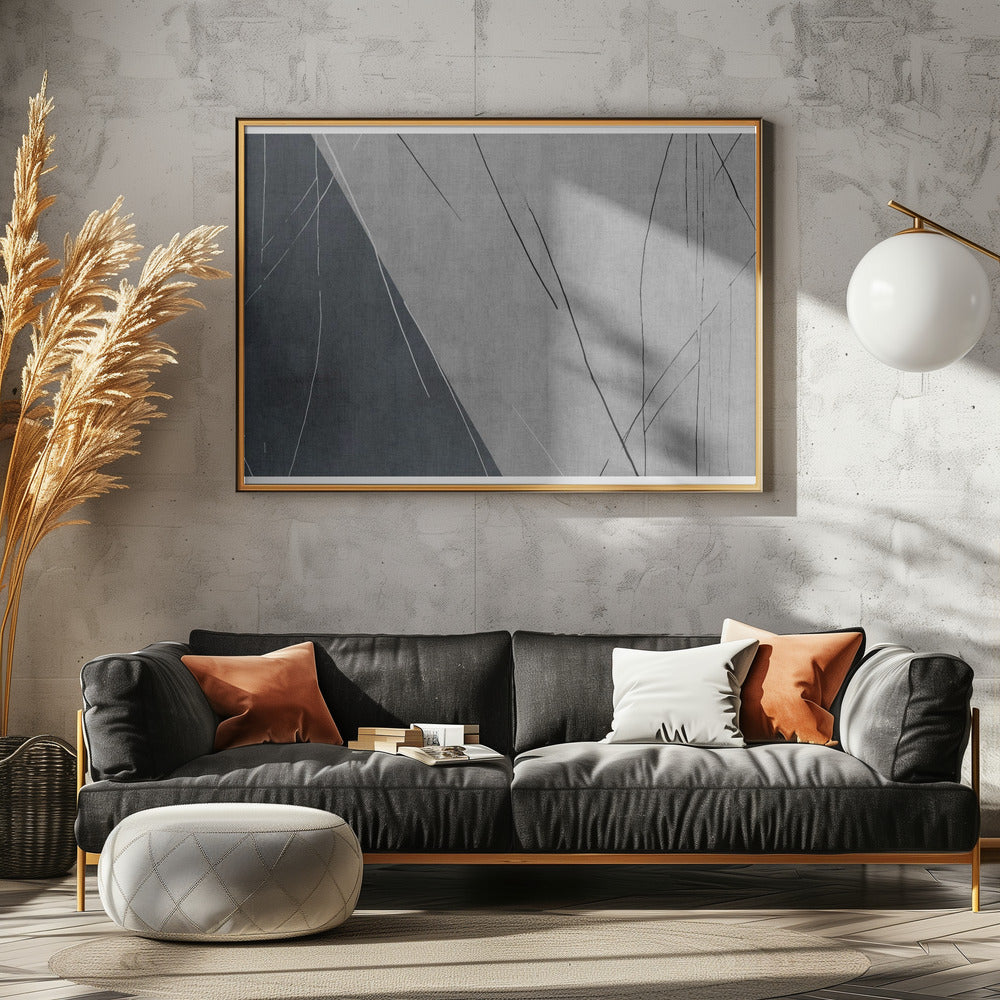 Abstracte lijnen op grijs | Canvas