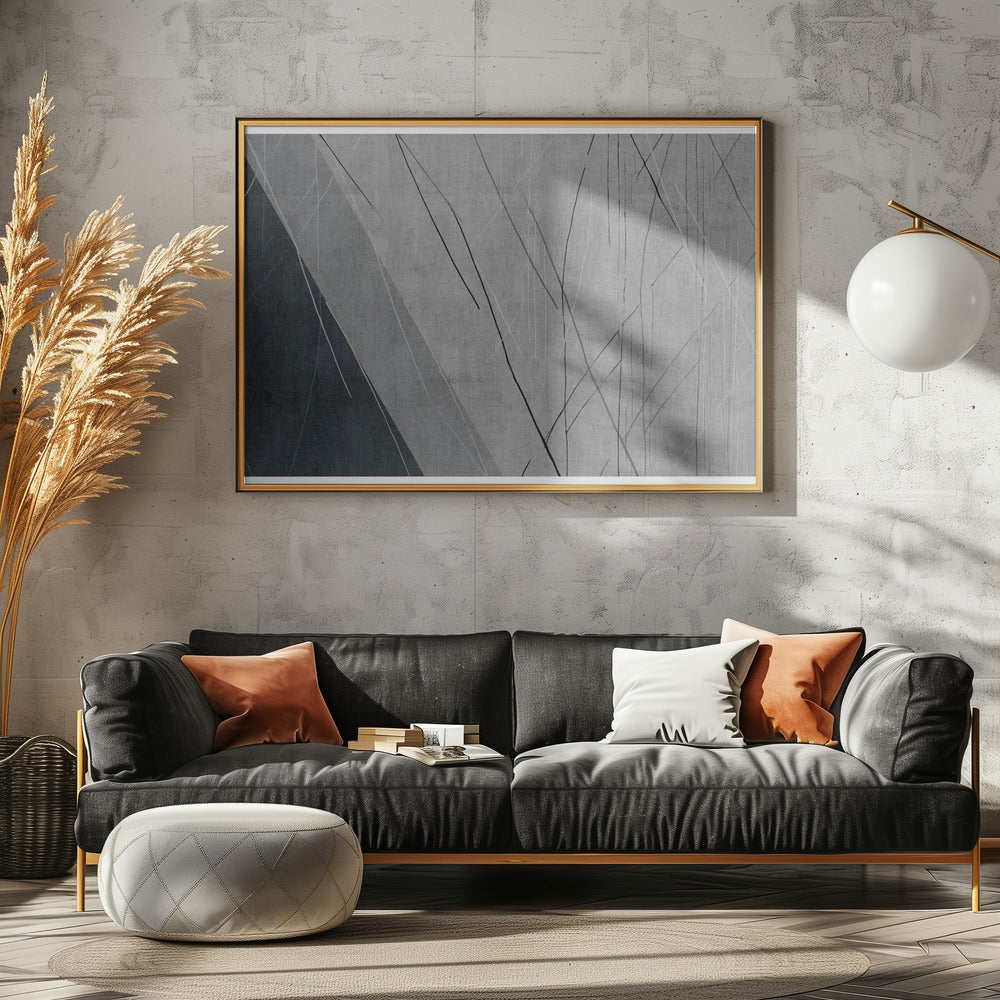 Abstracte lijnen op grijs | Canvas