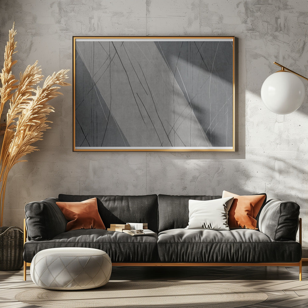 Abstracte lijnen op grijs | Canvas
