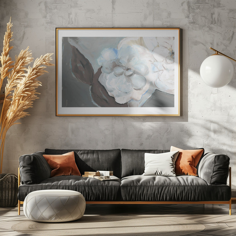 Witte bloemblaadjes en schaduwen | Canvas