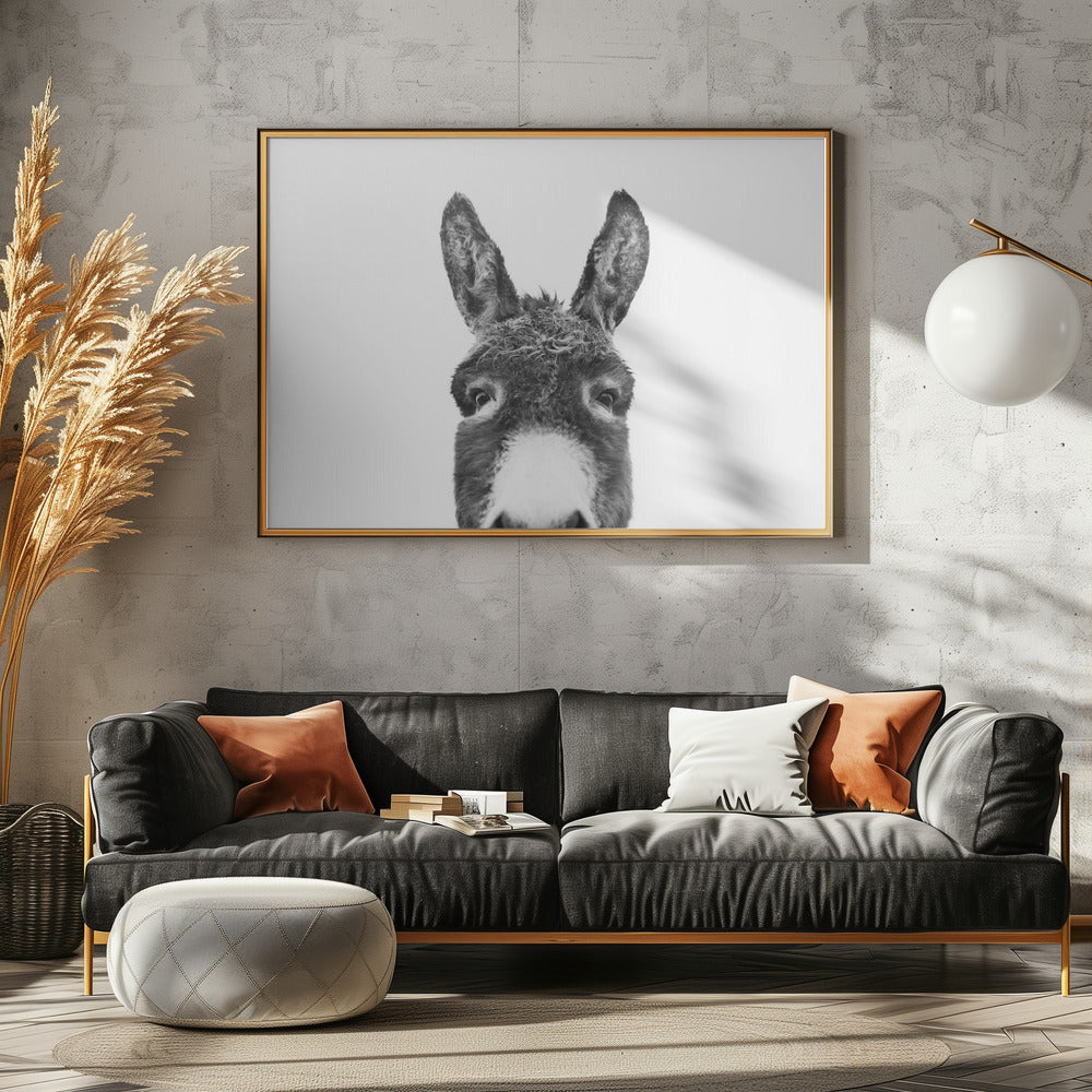 Glurende Ezel Zwart-wit | Canvas