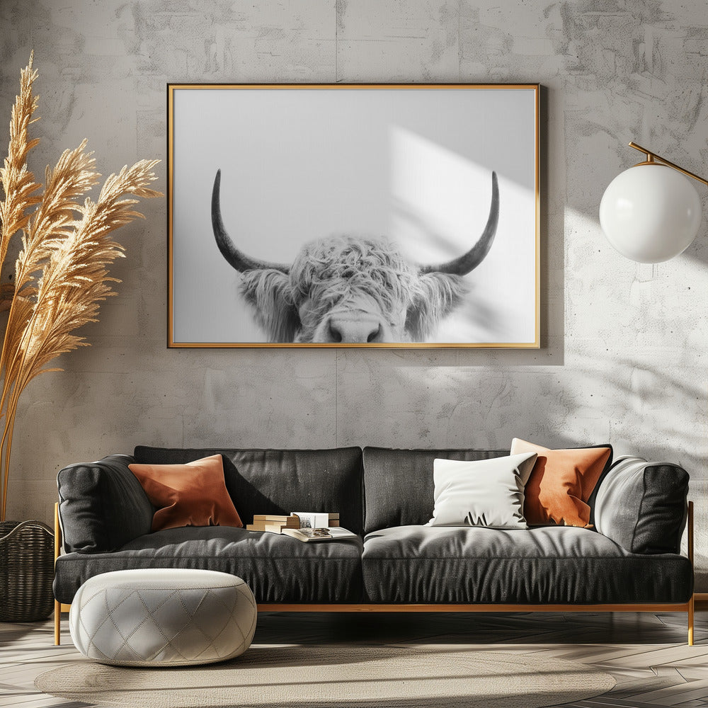 Glurende koe zwart-wit | Canvas