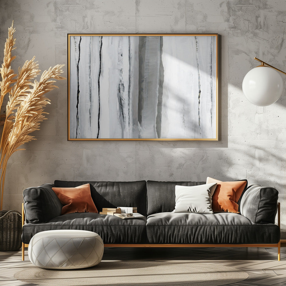 Verticale lijnen en zilveren sluiers | Canvas