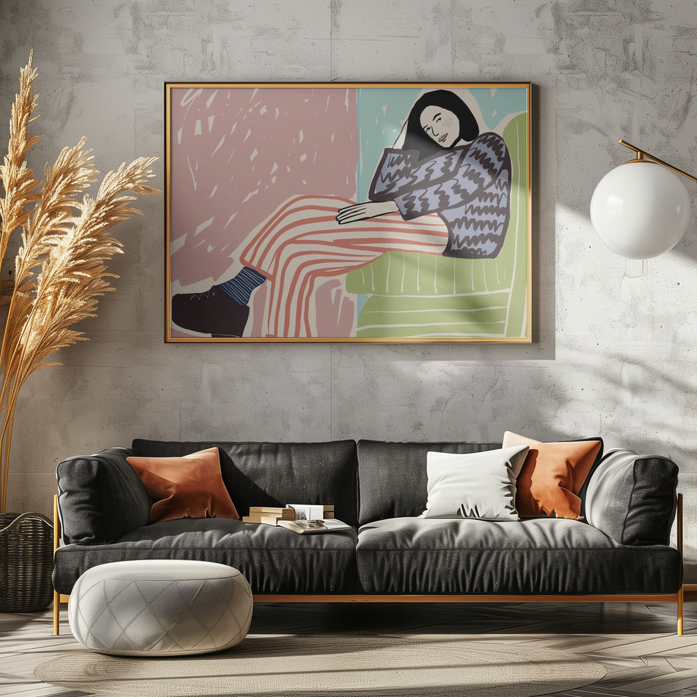 Dame op stoel | Canvas