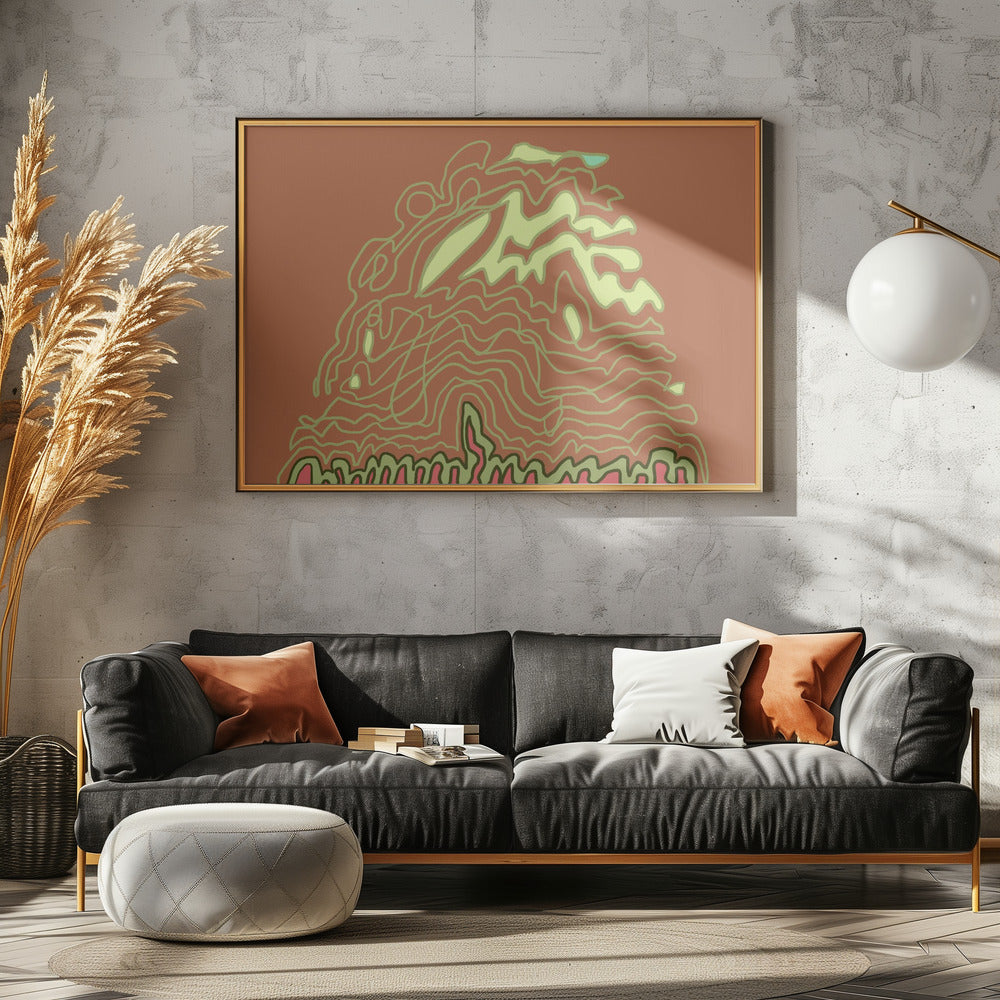 Lijntekening Roestbruin | Canvas