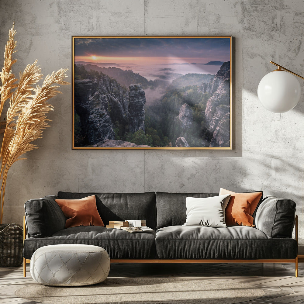 Zonsopgang op de rotsen | Poster