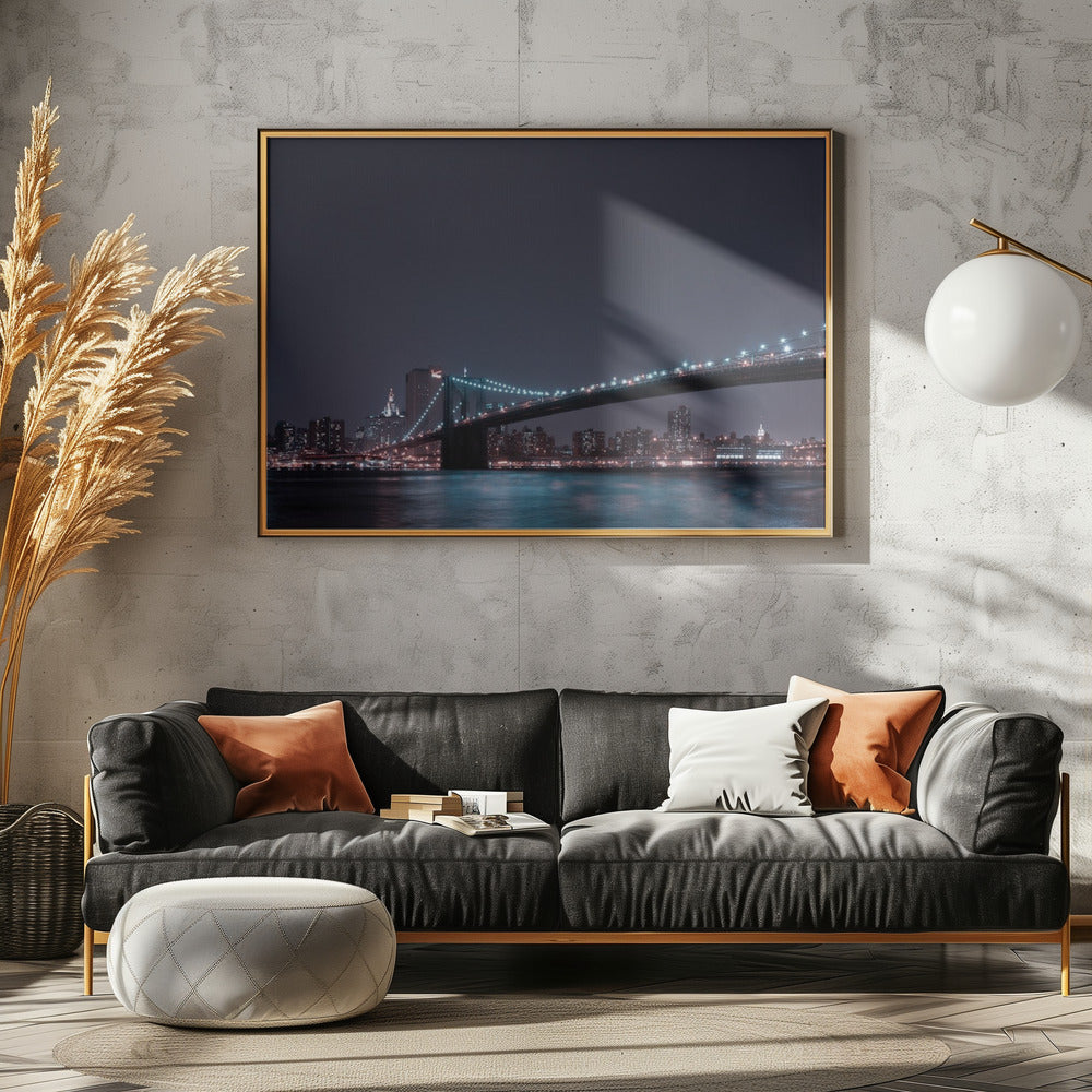 Skyline van Manhattan en Brooklyn Bridge | Canvas